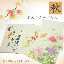 画像をギャラリービューアに読み込む, ポストカード【秋】<br>３枚セット<br>オリジナル／季節の花
